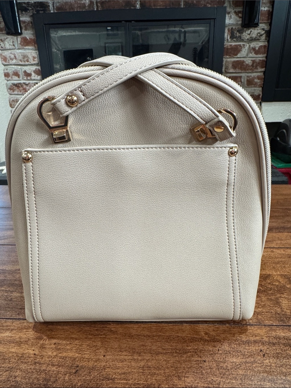 Mystique Cream Mini Backpack/purse with Gold Hardware